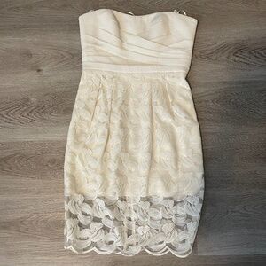 BCBGMAXAZRIA ivory strapless lace dress